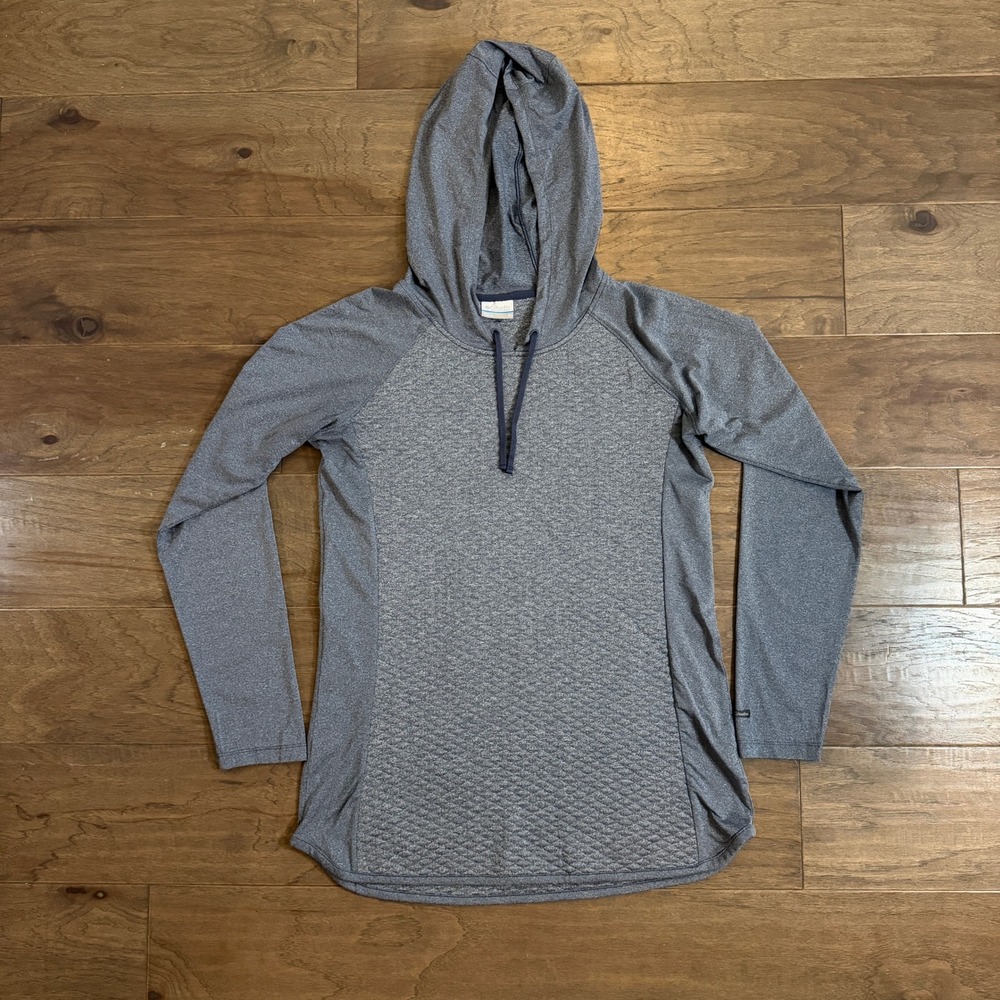 Columbia‎ Womens Quilted Hybrid Hoodie Heathered Gray Blue Active Top Size M